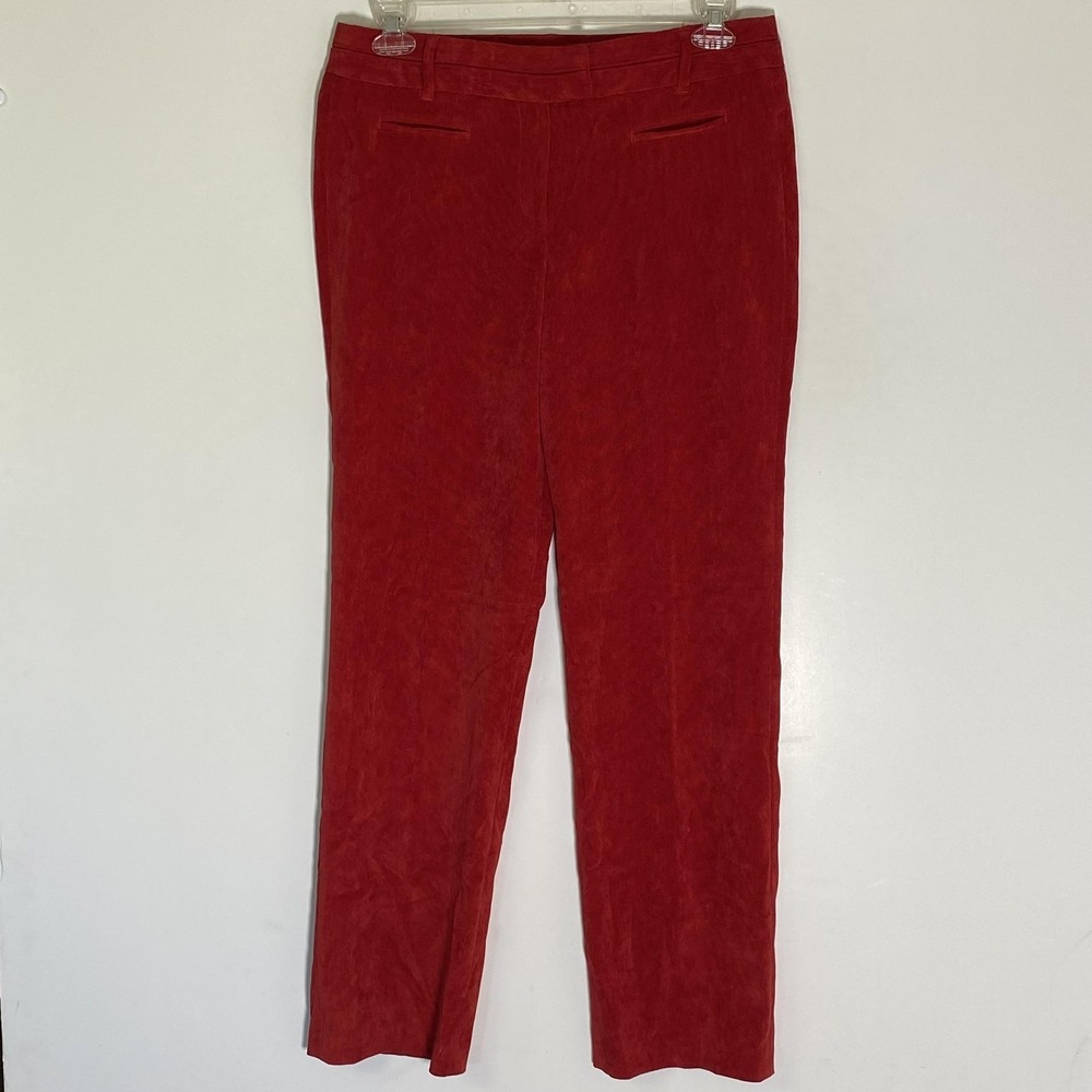 New Directions Dress Pants Womens 10 Red Corduroy Straight Leg Stretch Pockets